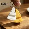 Compact Cell Phone Holder 3D Printed Cheese Holder, Cute Mini Mount with Handheld Support Keychain Ring, Lightweight Portable Desktop Stand for Tablet