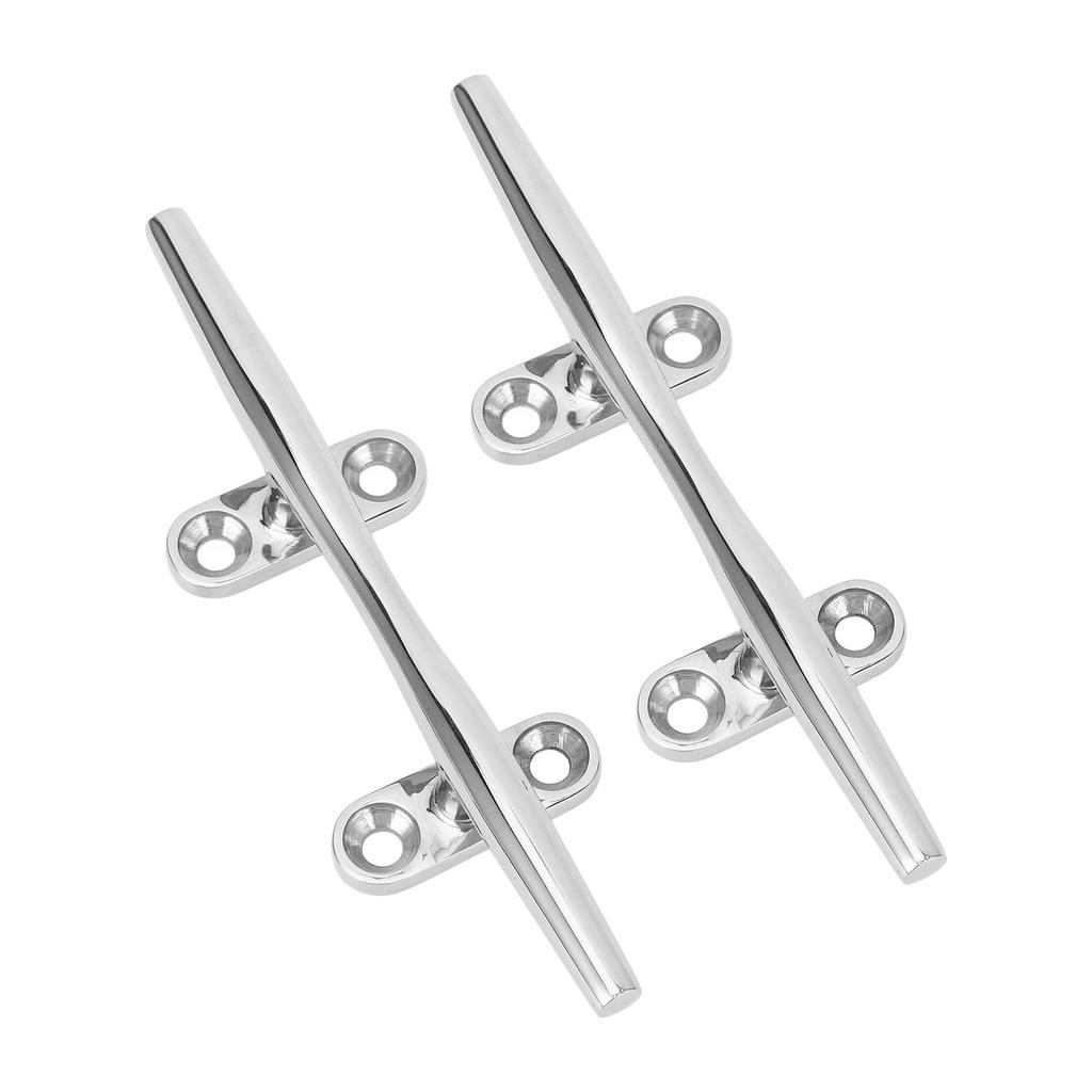 2PCS 6in Boat Tie Down Cleat 316 Stainless Steel Highly Polished Marine Rope Cleat for Speedboat Yacht