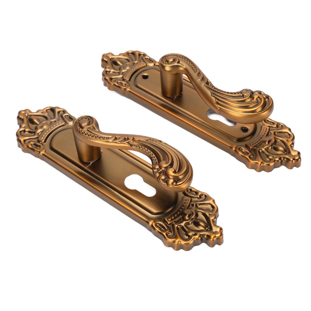 European Style Door Handle Lock Set Aluminum Silent Retro Interior Entry Door Lever Lock with 3 Keys for Home Bedroom