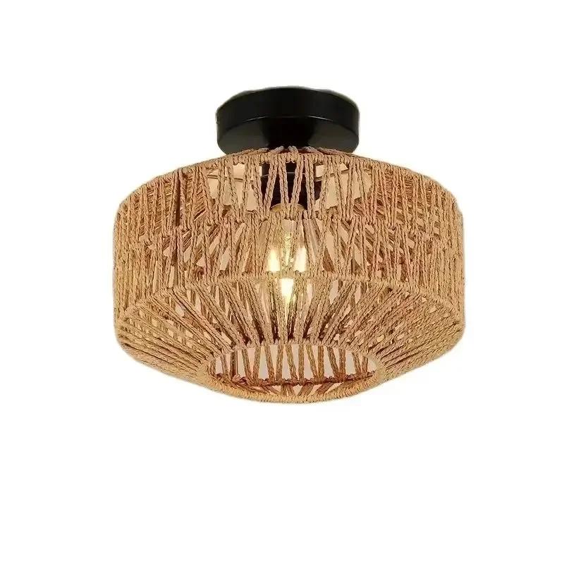 

Распродажа Классический потолочный светильник Потолочный светильник ручной работы из ротанга для дома Гостиная Спальня Кабинет Декоративные светильники black