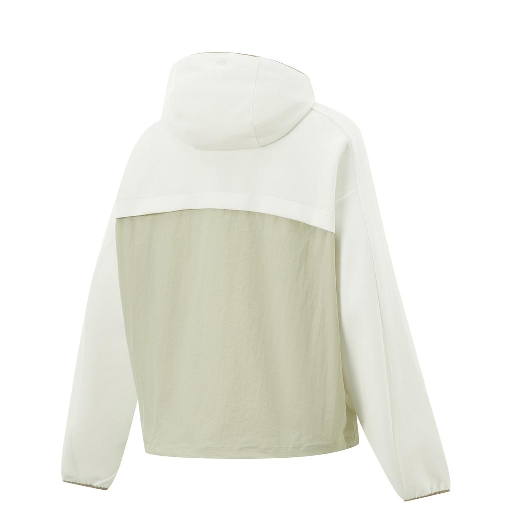 Li-Ning Fitness Series Sport Leisure Simple Color Block Hooded Zip-Up Sweatshirt Women Sweatshirt Off-White AWDU934-4