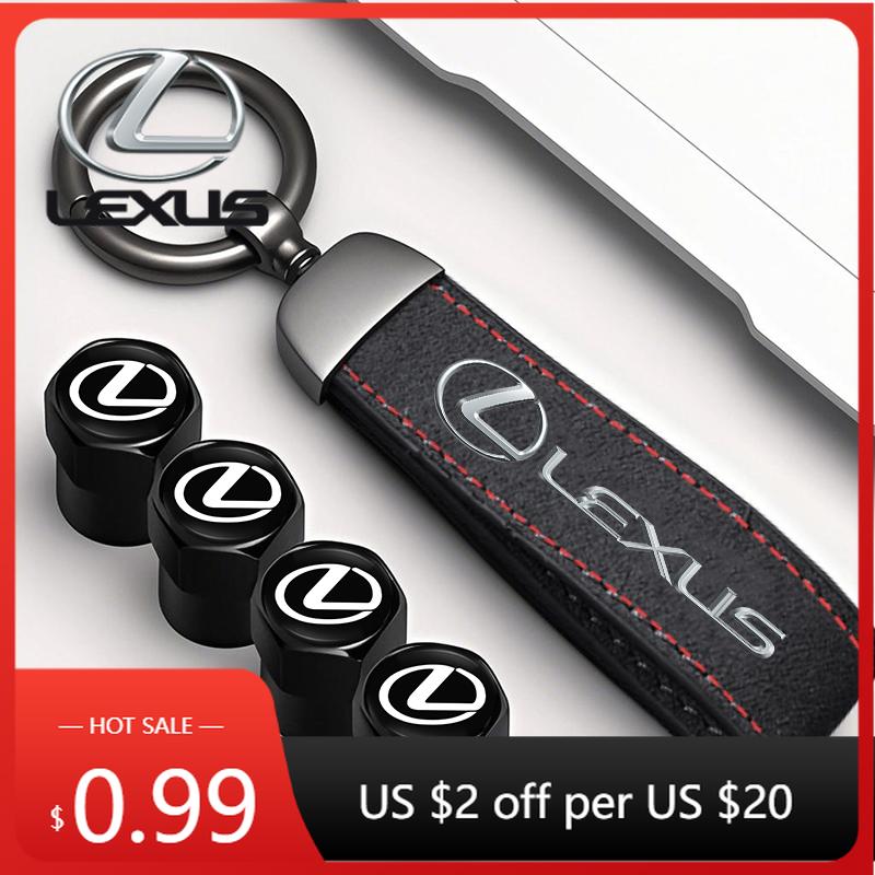 BJYL6 Interior Stickers Car Tire Wheel Valve Caps Cover Suede Car Key Chain Ring Keychain For Lexus RX330 IS250 Ct200h ES300h RX350 IS