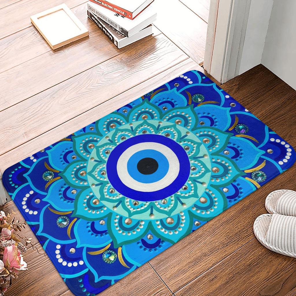 Turkish Amulet Mediterranean Evil Eye Doormat Non-Slip Bathroom Kitchen Mat Toilet Door Floor Entrance Carpet Rug
