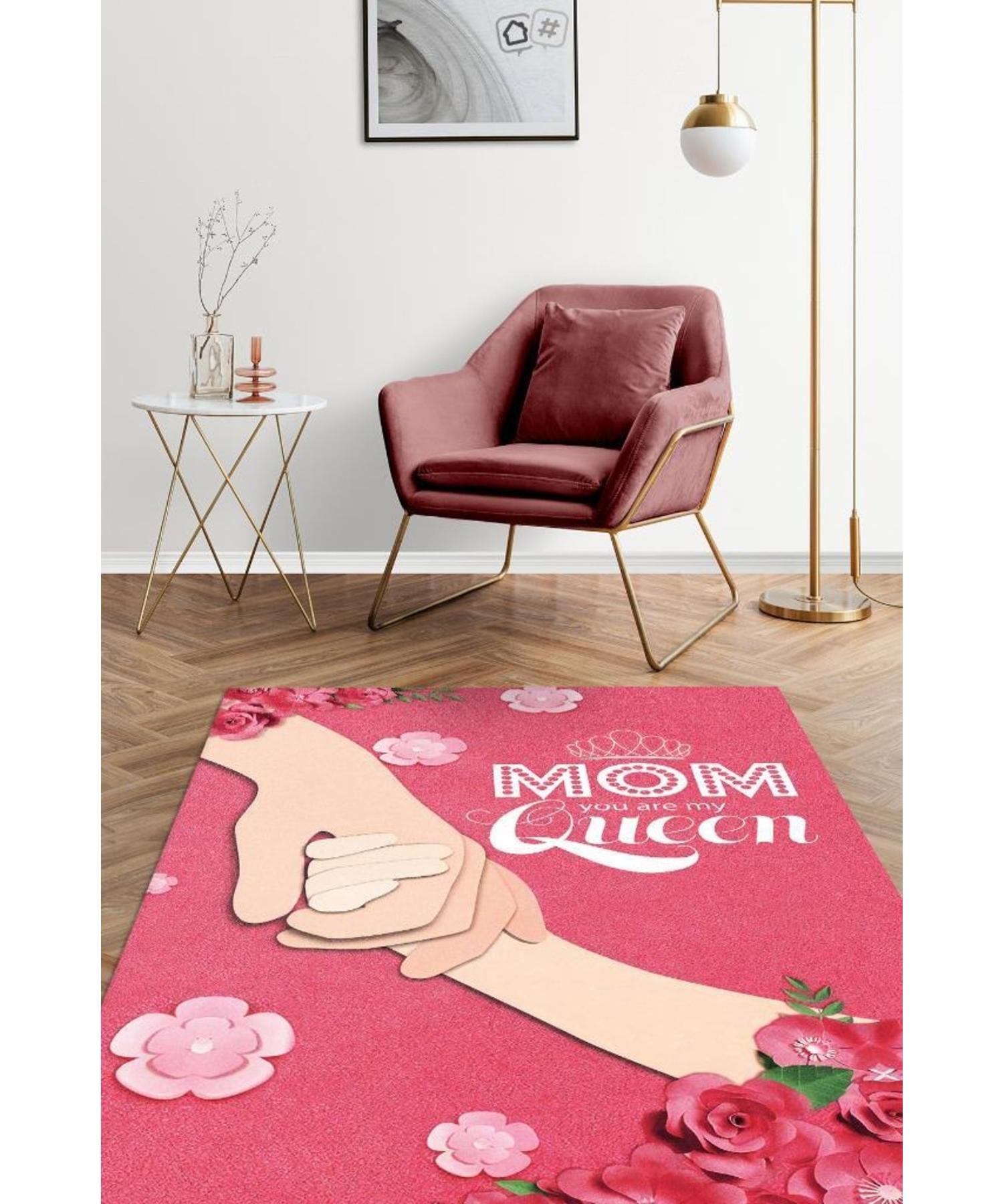 

My Mom Queen Cotton Woven Based Washable Decorative Carpet