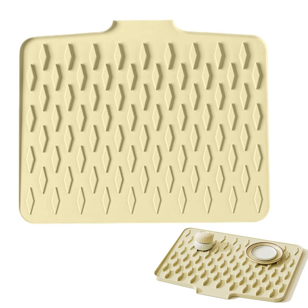 Dish drying mat kitchen silicone automatic drainage approximately 3040cm non-slip heat-resistant fits perfectly sink quick-drying sloped groove design