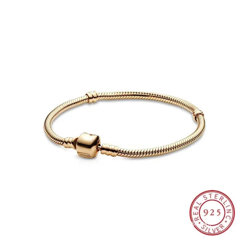 

Браслет из стерлингового серебра S925 с классическими буквами, подходит для шармов оригинального дизайна, бусин для DIY, женский, с изысканным цирконом 21cm