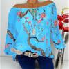Off Women Shoulder Floral Tops Ladies Summer Loose T Shirt Blouse Plus Size