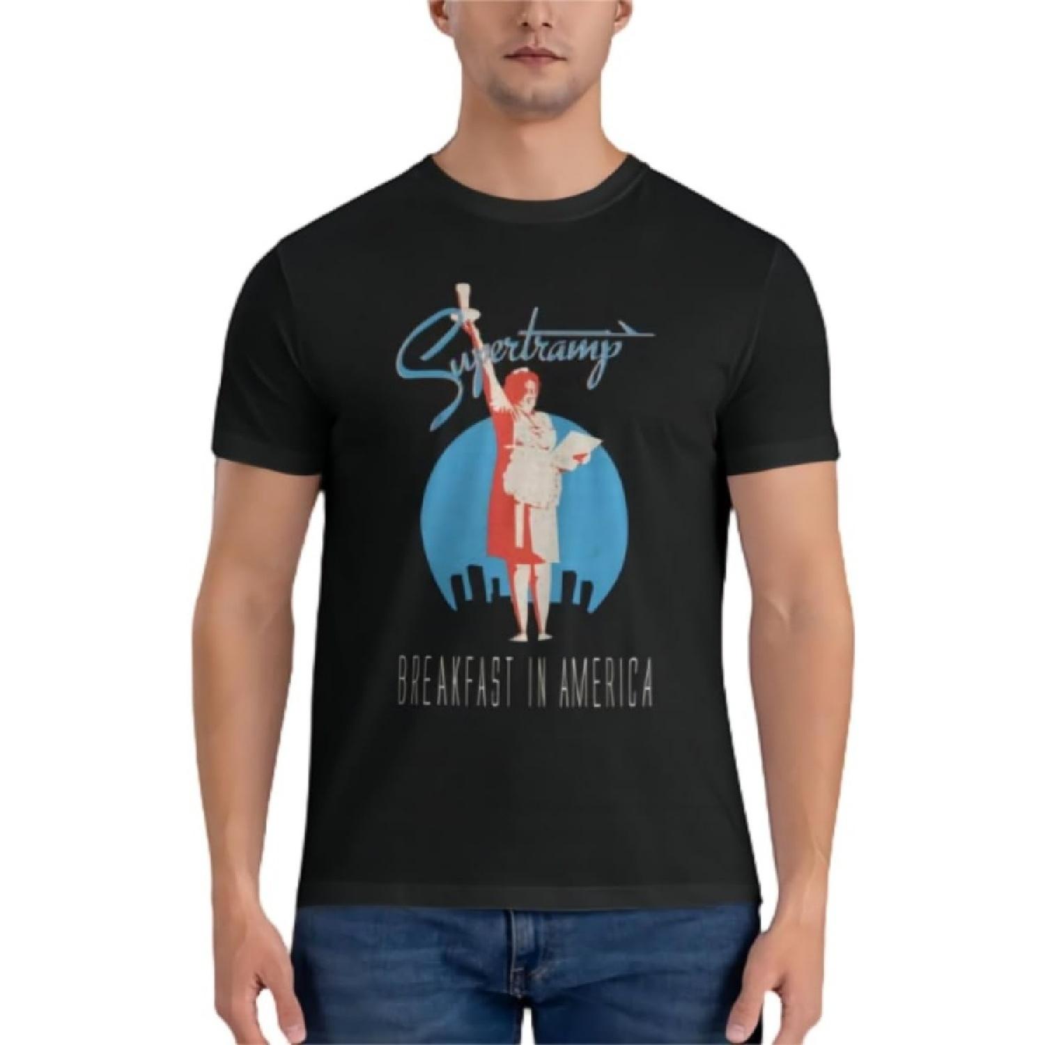 edtSEDTEefed Supertramp Breakfast in America t-Shirt Dark Essential T-Shirt Men t Shirts Shirt Graphic t Shirt S чёрный