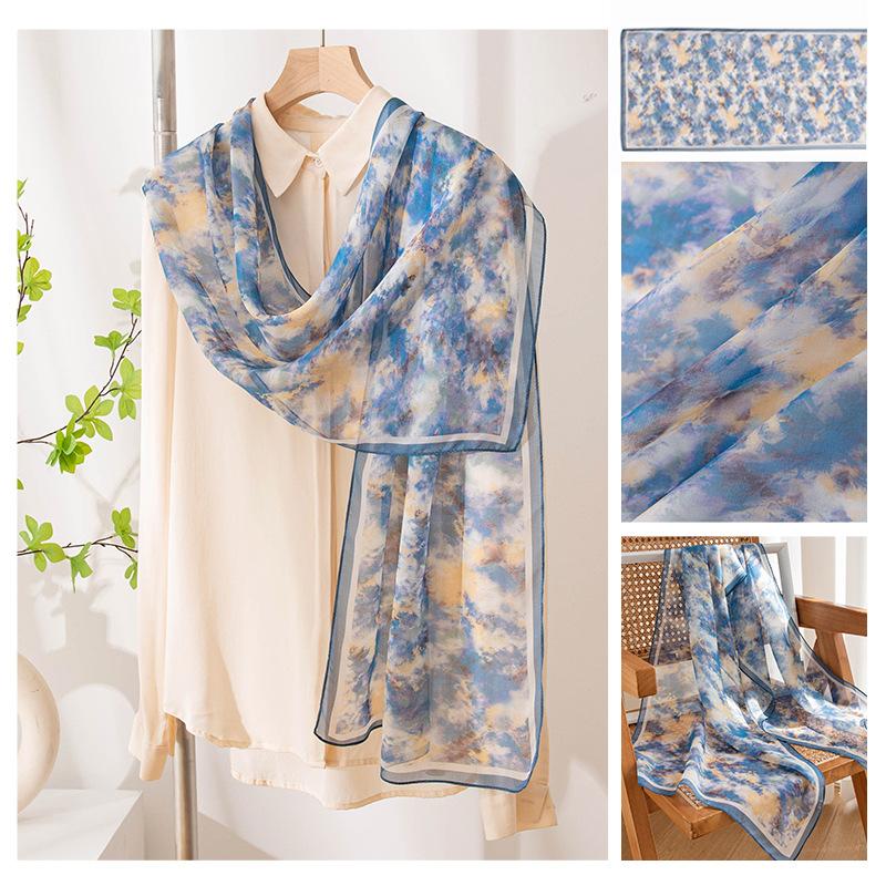 

Новый летний стиль шелковый шарф из шелка Mulberry, мягкий и теплый универсальный шарф, тонкая длинная шаль 42*160cm