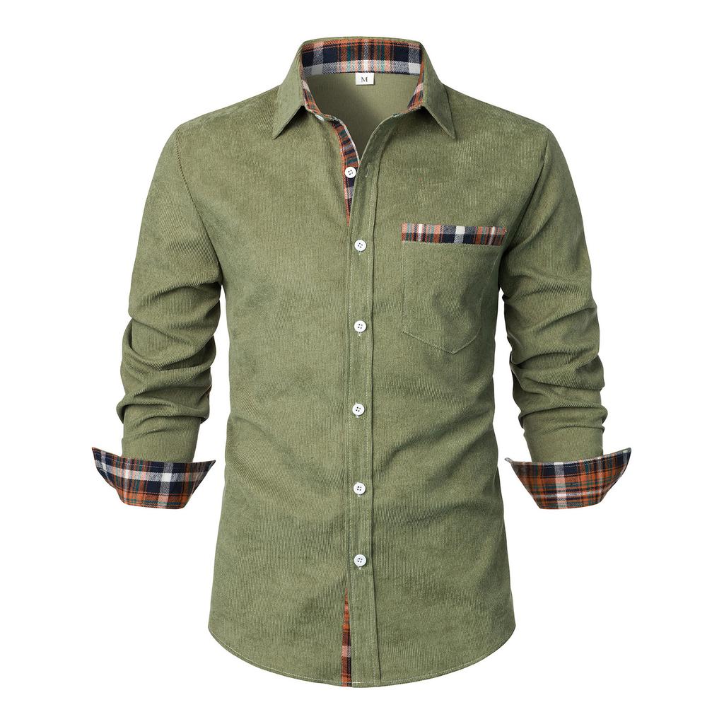 Men's Casual Outdoor Collared Corduroy Long-Sleeve Shirt