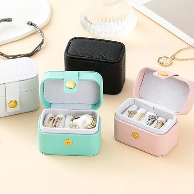 Portable Luxury PU Leather Ewelry Organizer Jewelry Ring Box Ear Stud Necklace Storage Pendant  Jewelry Boxes and Packaging