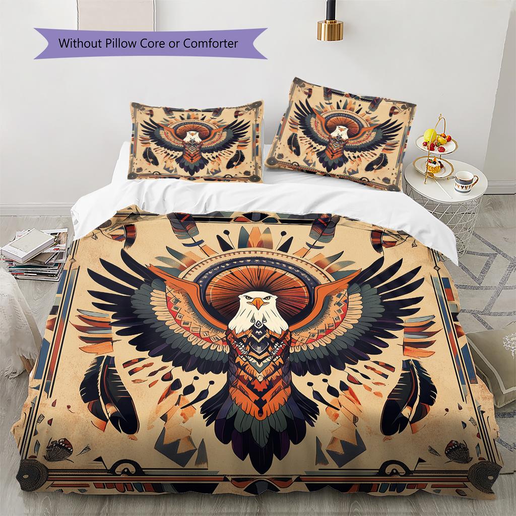 Vintage eagle Pattern Bedding Home Decoration Birthday Gift (1 * duvet cover + 2 * pillowcase, without core)