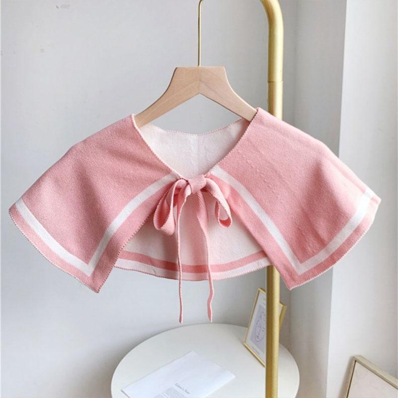 

Модный вязаный шарф милый утеплитель шеи круглый фальшивый воротник с завязками спереди ложный воротник женский морской стиль съемный воротник для женщин