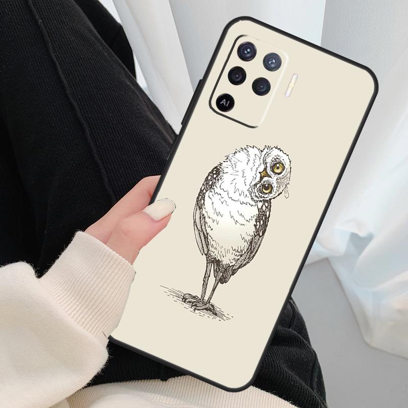 Cute Owl Cartoon Case For Oppo A18 A38 A58 A78 A98 A80 A60 A40 A96 A76 A16 A94 A74 A54 A15 A17 A57 A77 A5 Pro
