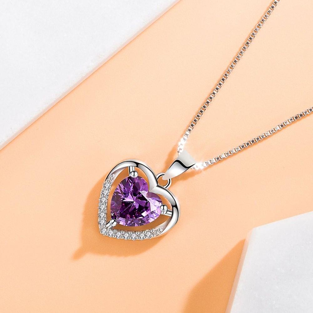 925 Sterling Silver New Women's Fashion Jewelry High Quality Crystal Zircon Hollow Heart Pendant Necklace Length 45CM