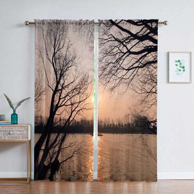 Weißer Stein Lila Rose Floral Sheer Voile Vorhang für Wohnzimmer Schlafzimmer Küche Fenster Dekor Geometrische Blumen Tüll Vorhänge