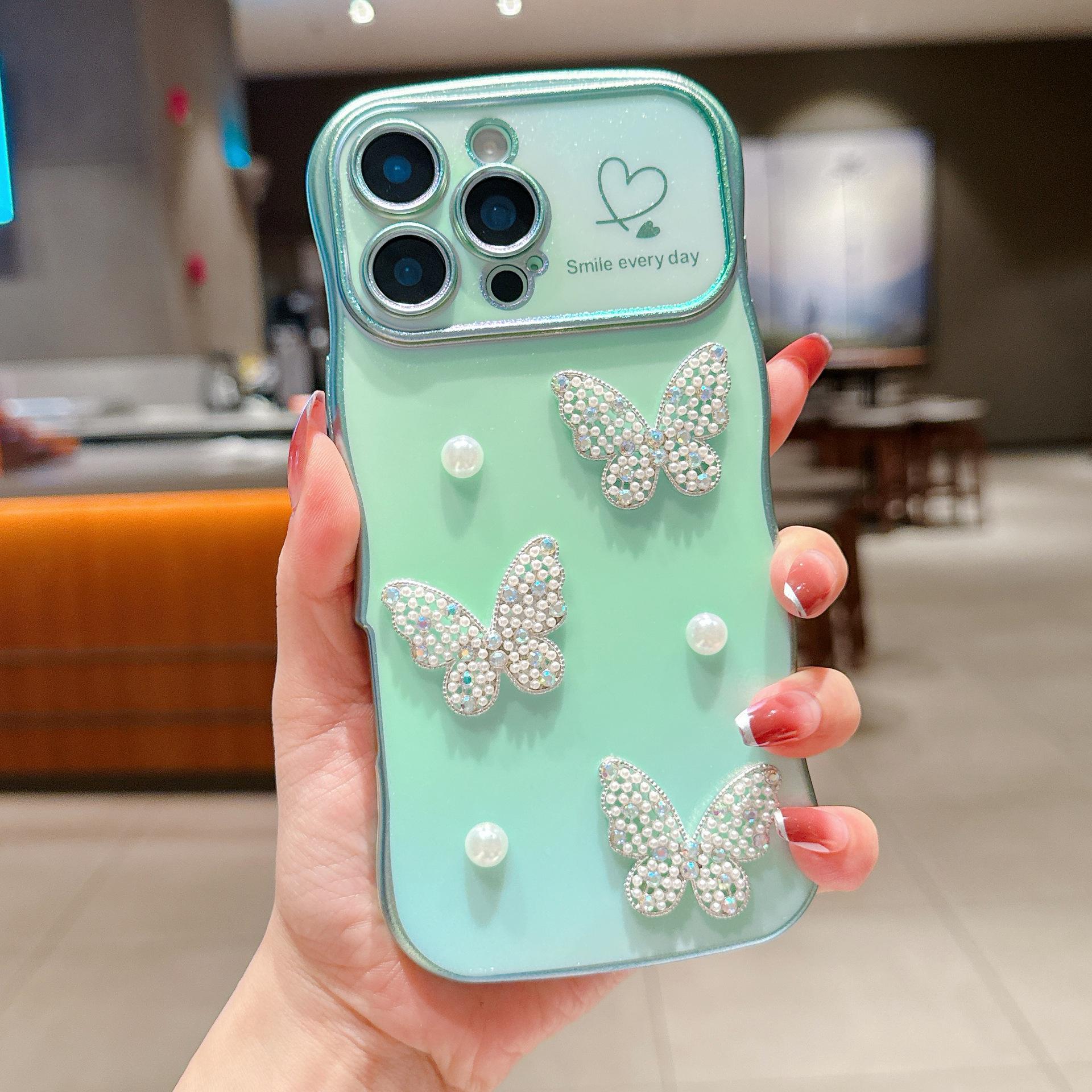 

17 Air Pearl Butterfly for IPhone 16 Mobile Phone Case Love Wave for IPhone 15 Promax Silk Plating For iPhone11Promax