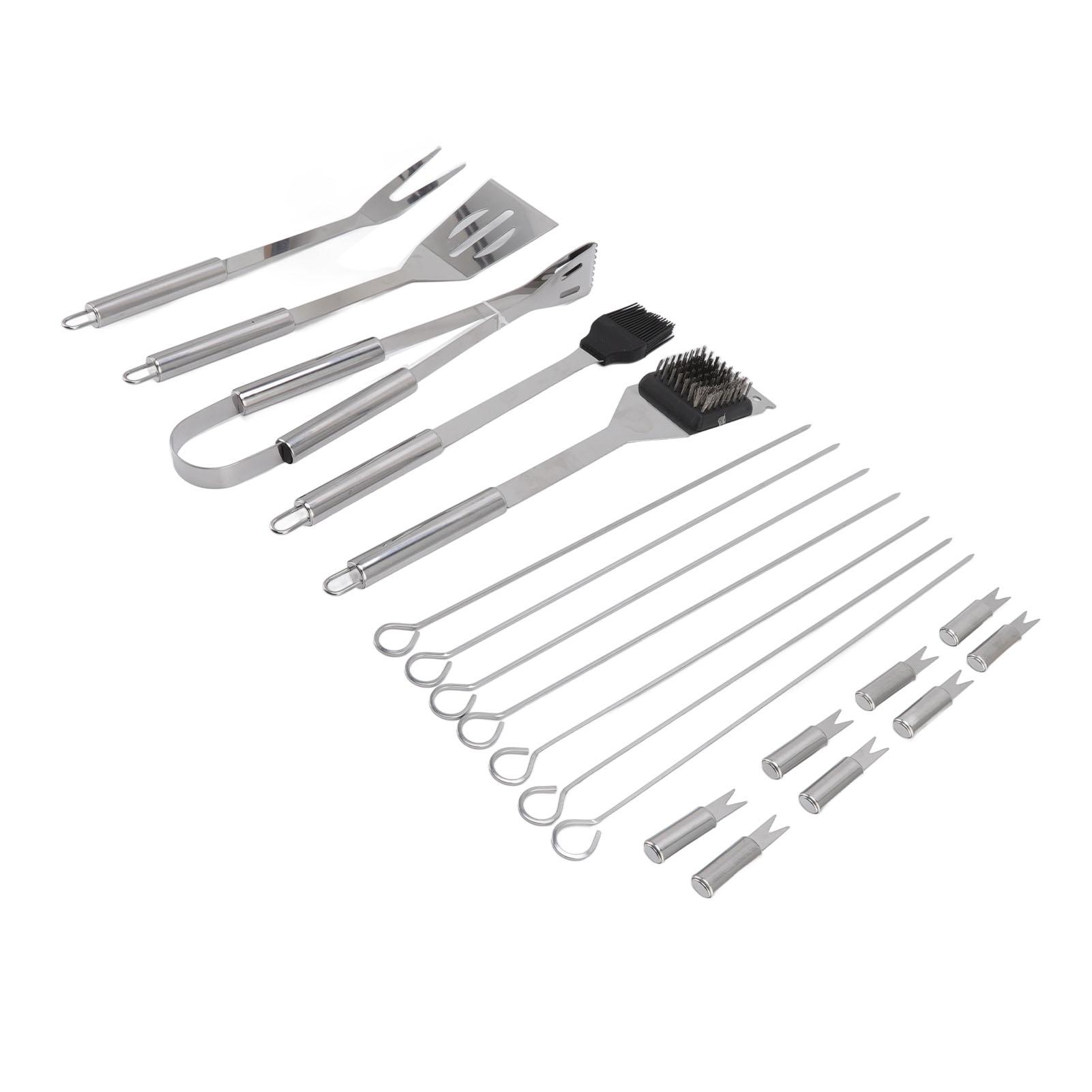 20pcs Stainless Steel BBQ Tool Set Outdoor Portable Grilling Tools Set for Family Outdoor Activities L