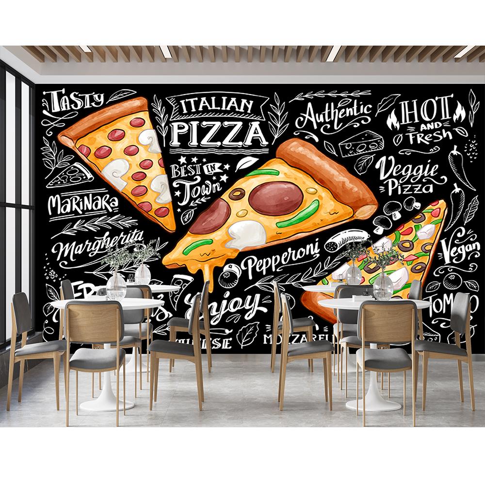 Fast Food 3d Pizza Wallpaper Vegetable Tomato 3d Mural Removable Restaurant Pizza Shop Snack Shop Wallpaper