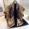 Plaid Color Block Elegant Scarf Women's Casualaccessible Luxury Silk Scarf Large Version Square Scarf 90cm Sun Protection Shawl