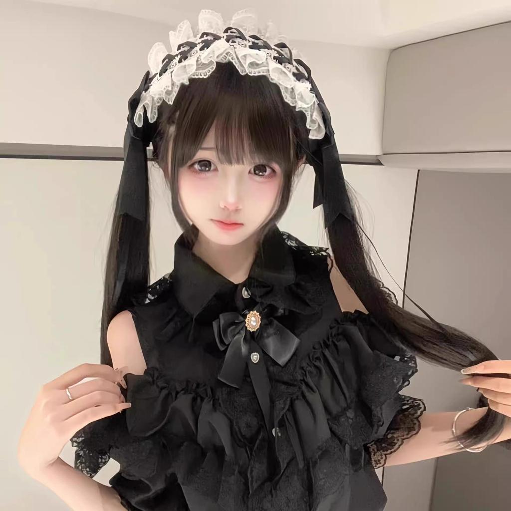 Niedliche Lolita Anime Haaraccessoires: Mehrfach verwendbare Schleifenspangen & Katzenohren-Stirnband für Frauen