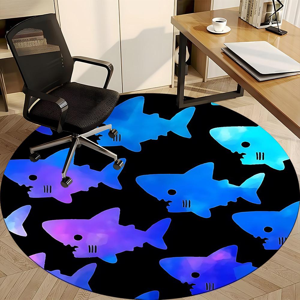 1PC Shark Pattern Chair Carpet for Office, Indoor Non-Slip Washable Carpet, Soft Comfortable Mat For Office Room yy250930274
