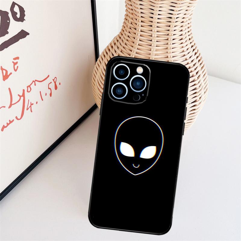 Cartoon Space Alien UFO Case For iPhone 11 12 13 14 16 15 Pro Max Mini X XS Max XR Plus Cover Coque