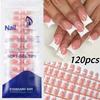 120 Pieces Glossy Black Duck Press On Nails Nude Medium French Tip Nails  For Nail Art