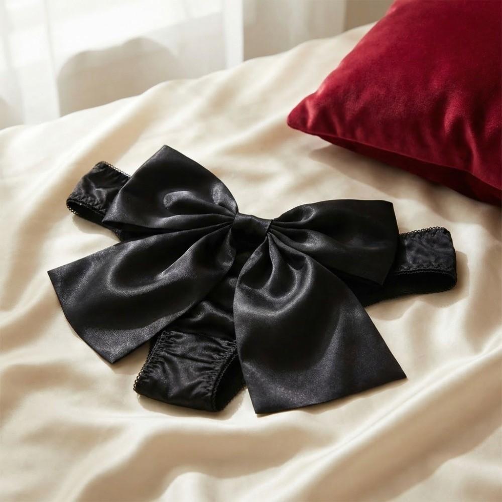 Low Waist Bowknot Briefs Women Traceless Big Bow Underpants Sweet Bow Ice Silk Panties Ladies
