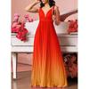 Long Skirt Dress Fashion V-neck Sexy High Waist Gradient Color Pleat Long dress Formal Dress Dress