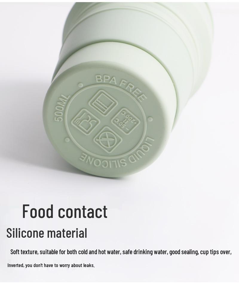Collapsible Silicone Travel Mug, 500ML, Portable & Foldable Water and Coffee Cup