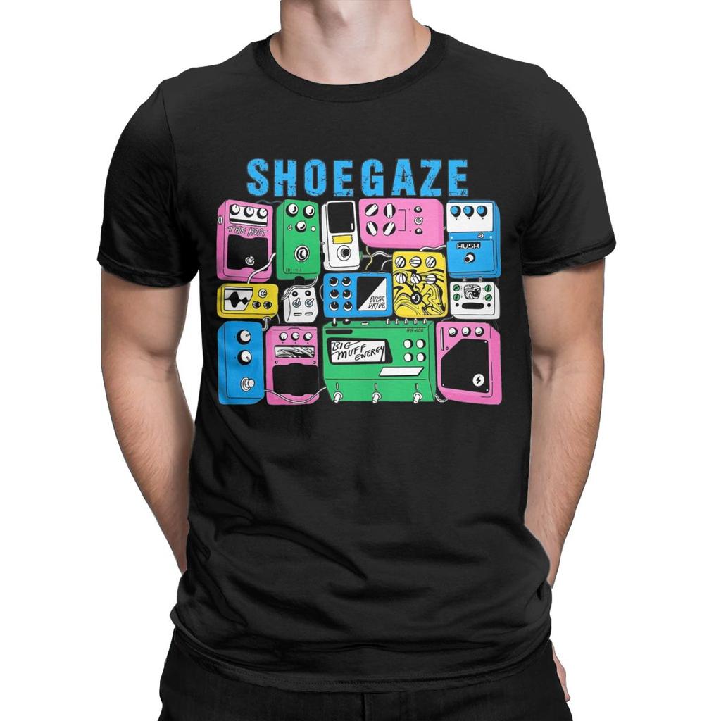 Shoegaze Guitar Pedal T Shirt Men Pure Cotton Vintage T-Shirts O Neck Tee Shirt Short Sleeve Tops Gift Idea