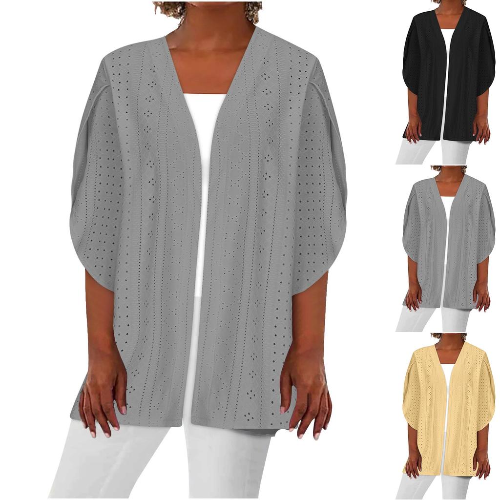 Women's Fashion Solid Color  Casual Petal Sleeve Thin Outer Jacket