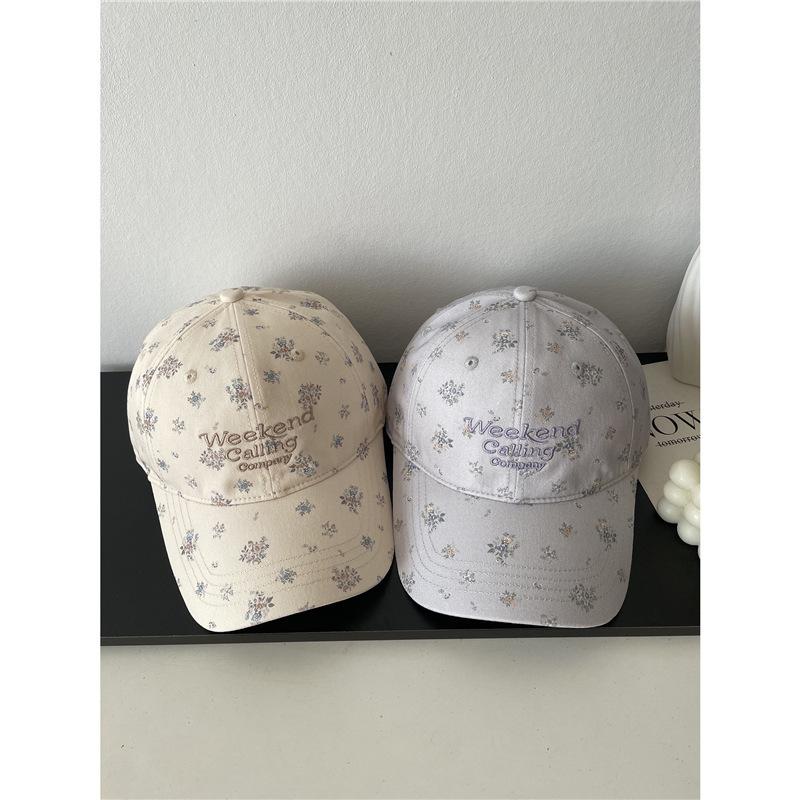Small Fresh Embroidery Letter Floral Baseball Cap Female Early Spring Cute Age Reducing Sweet Cap