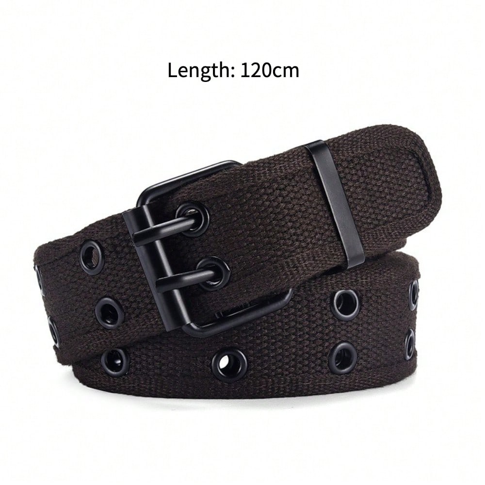 Double Buckle Belt Double Vent Eye Punch Pin Buckle Belt Youth Strong and Durable Jeans Belt