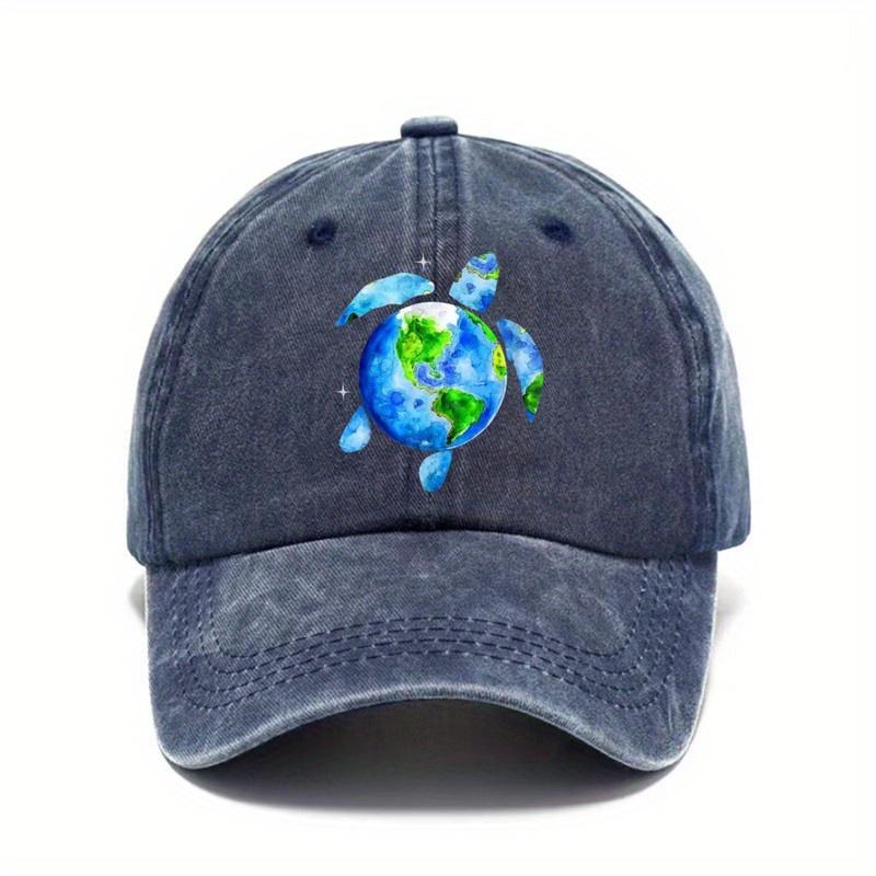 Earth Day Turtle Watercolor Print Baseball Cap Vintage Casual Sun Protection Outdoor Unisex Cap