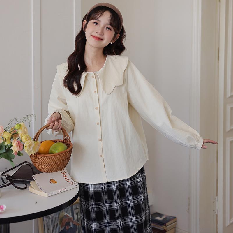 Chic French Doll Collar Shirt - Unique Early Spring Women s Fashion Top L абрикосовый
