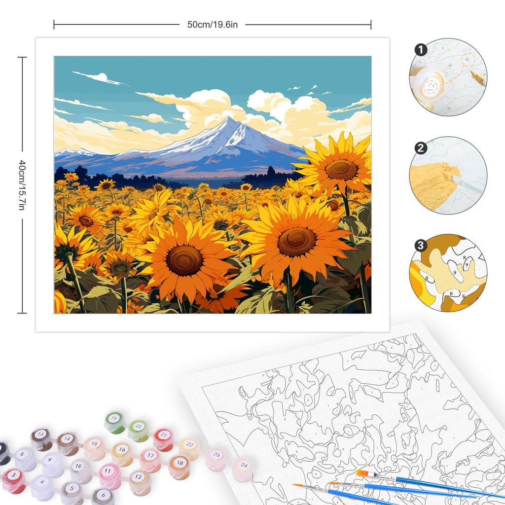 RUOPOTY Frame Painting By Numbers For Adults Sun Flower Oil Picture HandPainted Diy On Canvas Home Wall Art 40x50cm