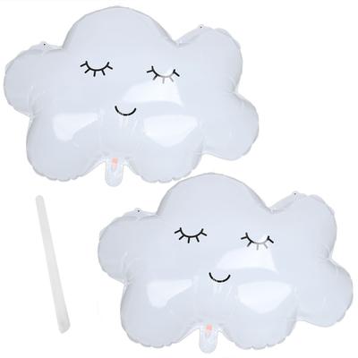 2 pezzi di palloncini in foglio di alluminio bianco con faccina e palloncini, decorazione per feste con cerbottana