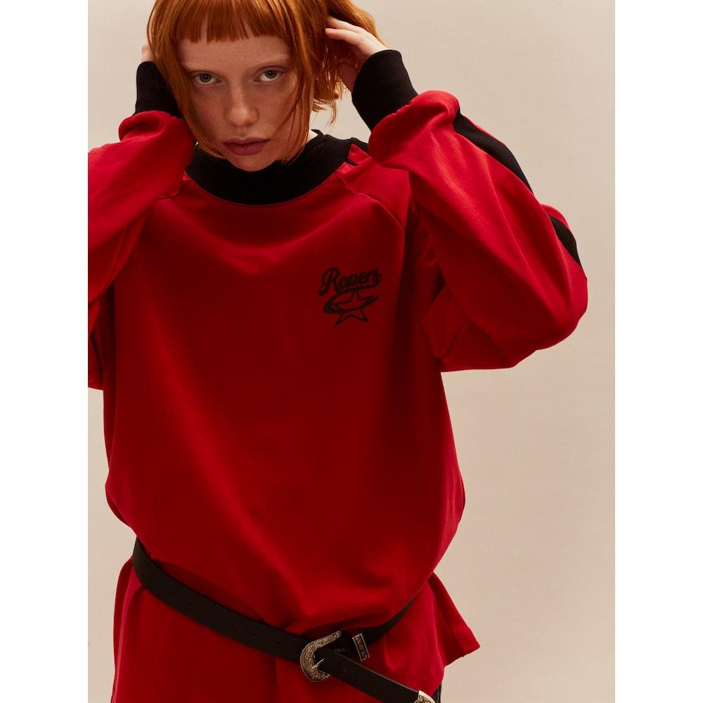 Saendeusaundeu Piping Detail Raglan Tshirt Red