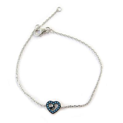 [N6978] - Silver Bracelet 'Love' Turquoise Silver (rhodium Plated)