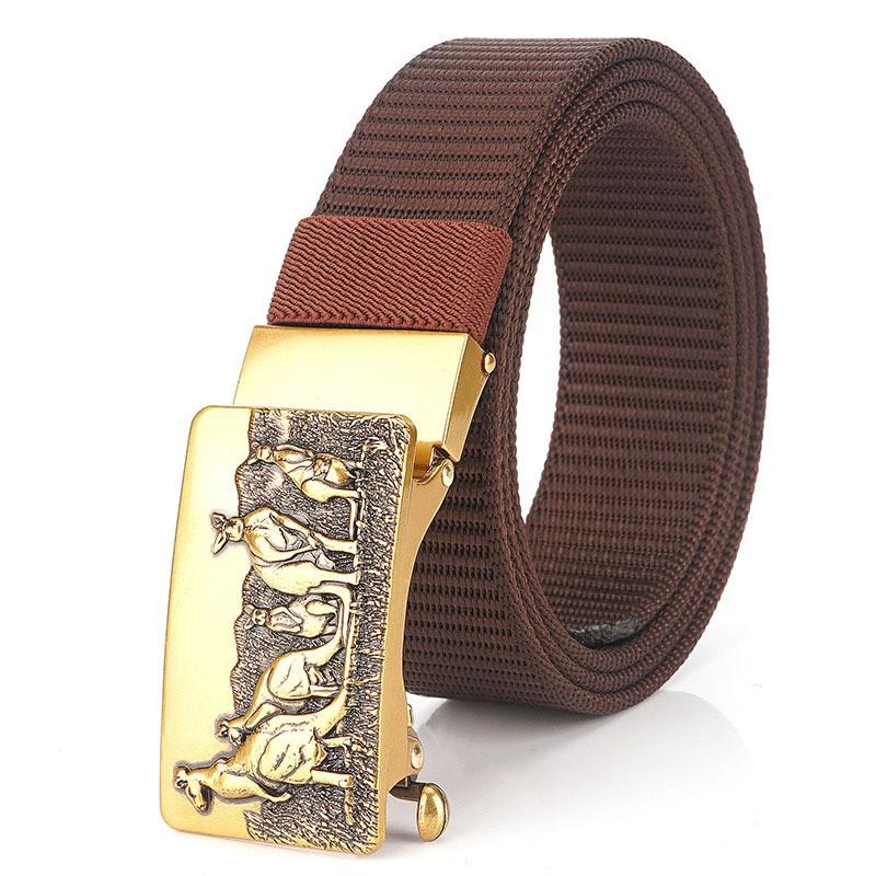 

All-matching Sports Canvas Belt Men s Toothless Automatic Buckle Thickened Nylon Casual Pants 120cm