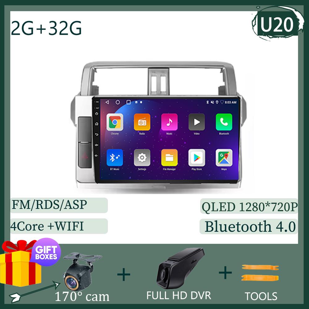 Android Multimedia For Toyota Land Cruiser Prado 150 2013 - 2017 CPU Radio QLED Player GPS Navigation Carplay Auto HDR Wifi Cam