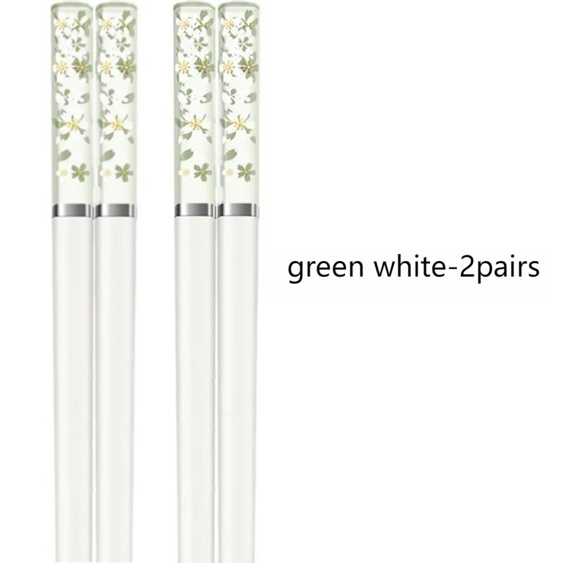 Japanese Chopsticks Alloy Amber Cherry Blossom Antibacterial Anti-slip High Temperature Resistant Reusable Kitchen Tableware