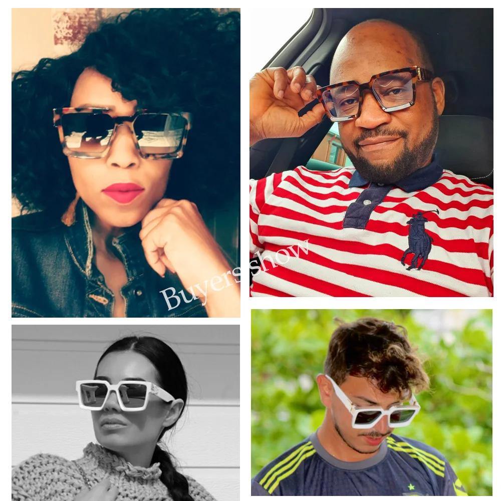 New Luxury Brand Designer Square Oversized Sunglasses Men Women  Fashion Thick Frame Glasses Mens Uv400 Male Celebrity