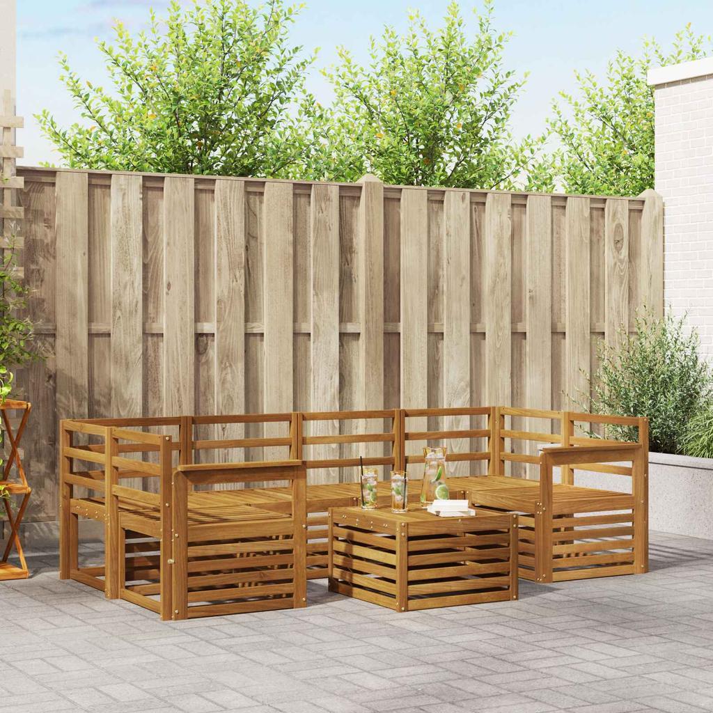Outdoor Sofa Set 7 Pcs Natural Solid Acacia Wood