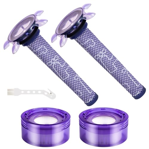 Suitable for Dyson V8 vacuum cleaner replacement filter set 4 piece purple 2 pre filters 2 rear filters 1 dust brush