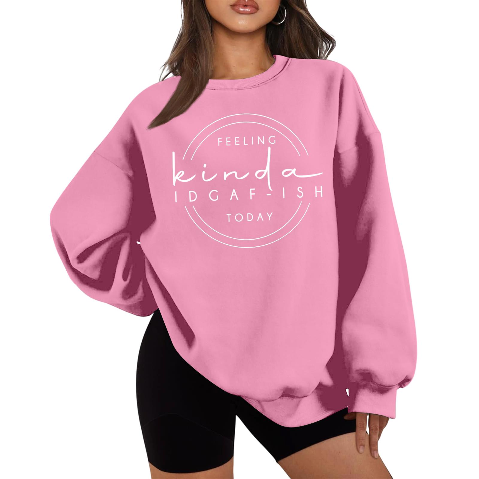 

Повседневная модная толстовка с принтом и круглым вырезом для девочек M розовый