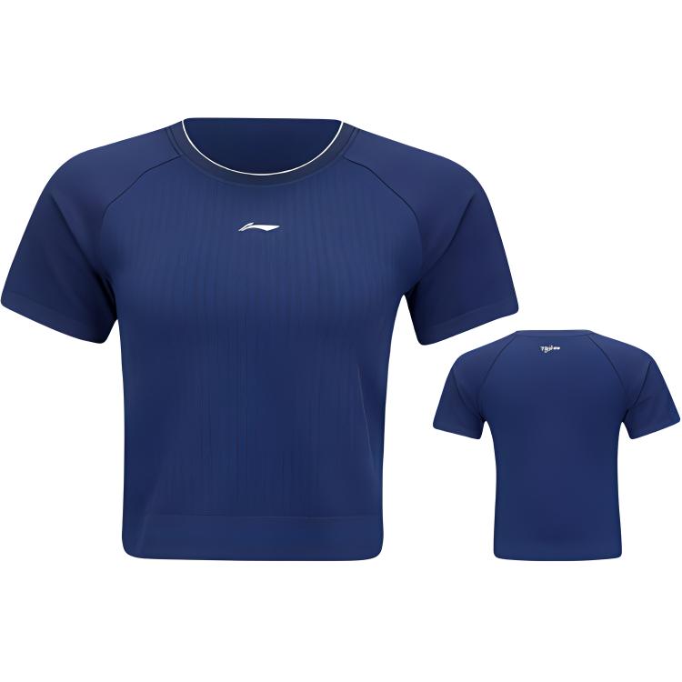 

Подкладка Спортивный Повседневный Простой Однотонный Пуловер с Круглым Вырезом Быстросохнущая Футболка с Коротким Рукавом для Бадминтона Женские топы Кристально-Синий AAYV106-1 M