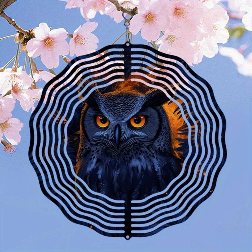 Nachtkönig-Eulen-Windspiel mit Mandala-Design, Metall, beruhigender Klang, Hängedekoration für Garten, Terrasse und Innenbereich, ganzjähriges Geschenk